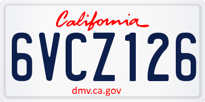 CA license plate 6VCZ126