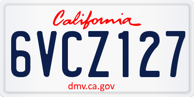 CA license plate 6VCZ127