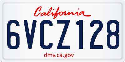 CA license plate 6VCZ128