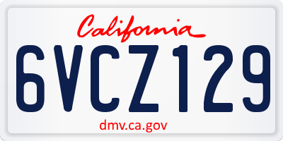 CA license plate 6VCZ129