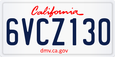 CA license plate 6VCZ130