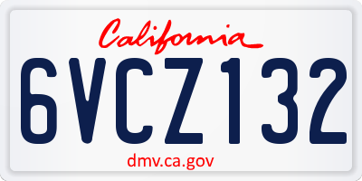CA license plate 6VCZ132