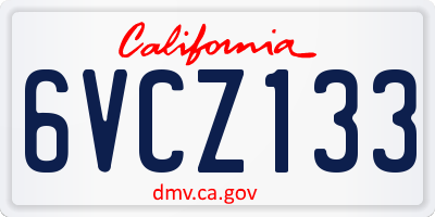 CA license plate 6VCZ133