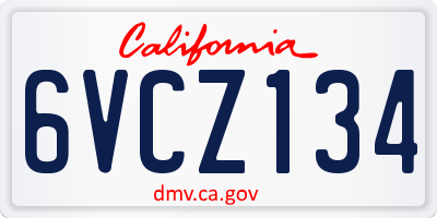 CA license plate 6VCZ134