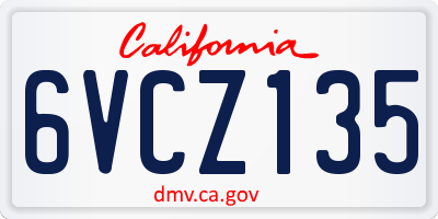 CA license plate 6VCZ135