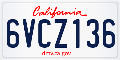 CA license plate 6VCZ136