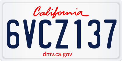 CA license plate 6VCZ137
