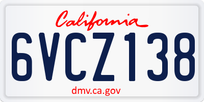 CA license plate 6VCZ138