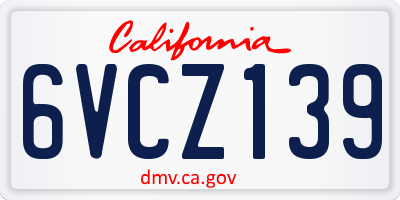 CA license plate 6VCZ139