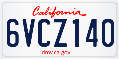 CA license plate 6VCZ140