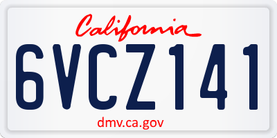 CA license plate 6VCZ141