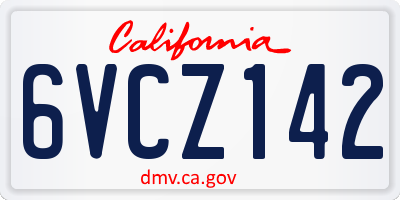 CA license plate 6VCZ142