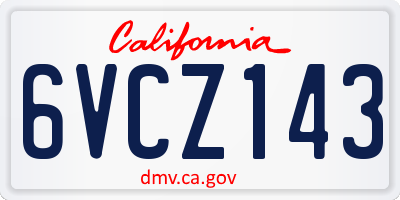 CA license plate 6VCZ143