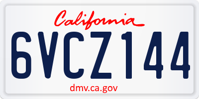 CA license plate 6VCZ144