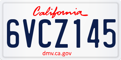 CA license plate 6VCZ145