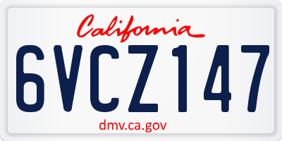 CA license plate 6VCZ147