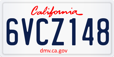 CA license plate 6VCZ148