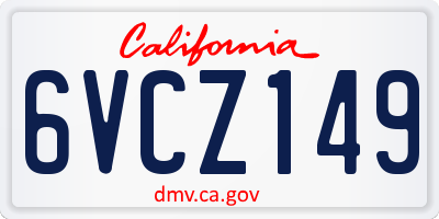 CA license plate 6VCZ149