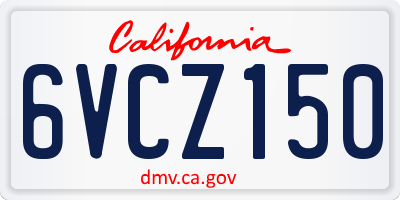 CA license plate 6VCZ150