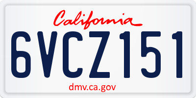 CA license plate 6VCZ151