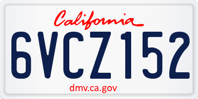 CA license plate 6VCZ152