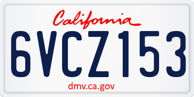 CA license plate 6VCZ153