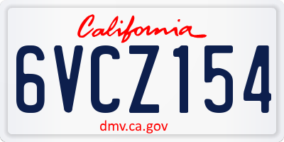 CA license plate 6VCZ154