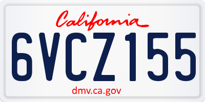 CA license plate 6VCZ155