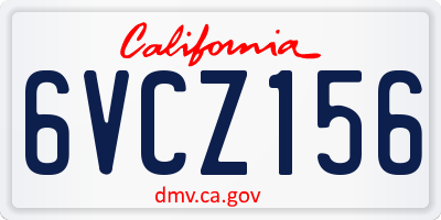 CA license plate 6VCZ156