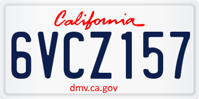 CA license plate 6VCZ157