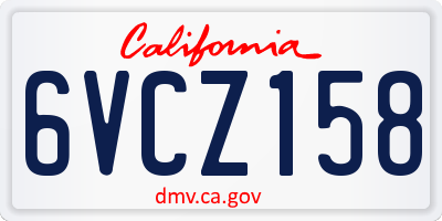 CA license plate 6VCZ158