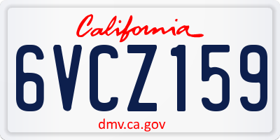 CA license plate 6VCZ159