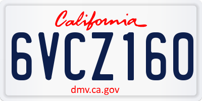 CA license plate 6VCZ160