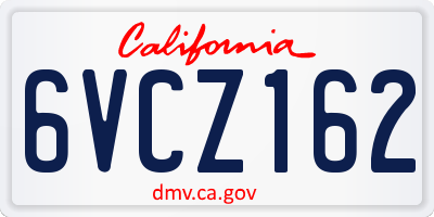 CA license plate 6VCZ162