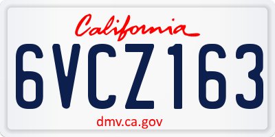CA license plate 6VCZ163