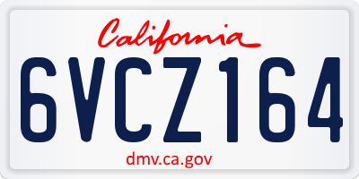 CA license plate 6VCZ164