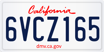 CA license plate 6VCZ165