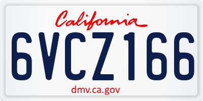 CA license plate 6VCZ166