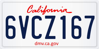 CA license plate 6VCZ167