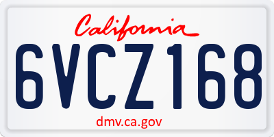 CA license plate 6VCZ168