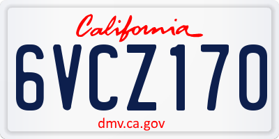 CA license plate 6VCZ170