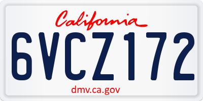 CA license plate 6VCZ172