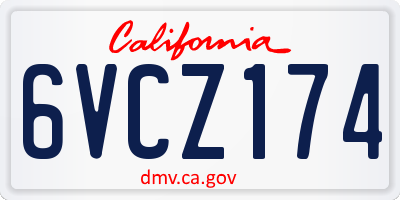 CA license plate 6VCZ174