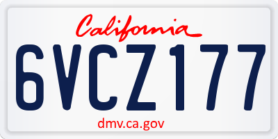 CA license plate 6VCZ177