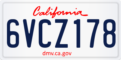 CA license plate 6VCZ178