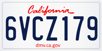 CA license plate 6VCZ179