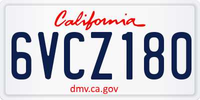 CA license plate 6VCZ180