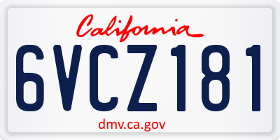 CA license plate 6VCZ181