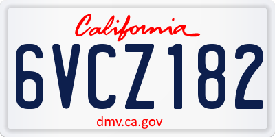 CA license plate 6VCZ182