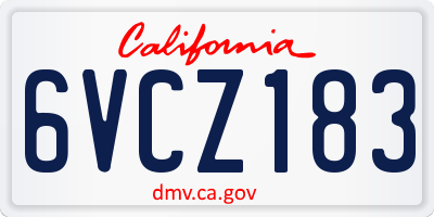 CA license plate 6VCZ183